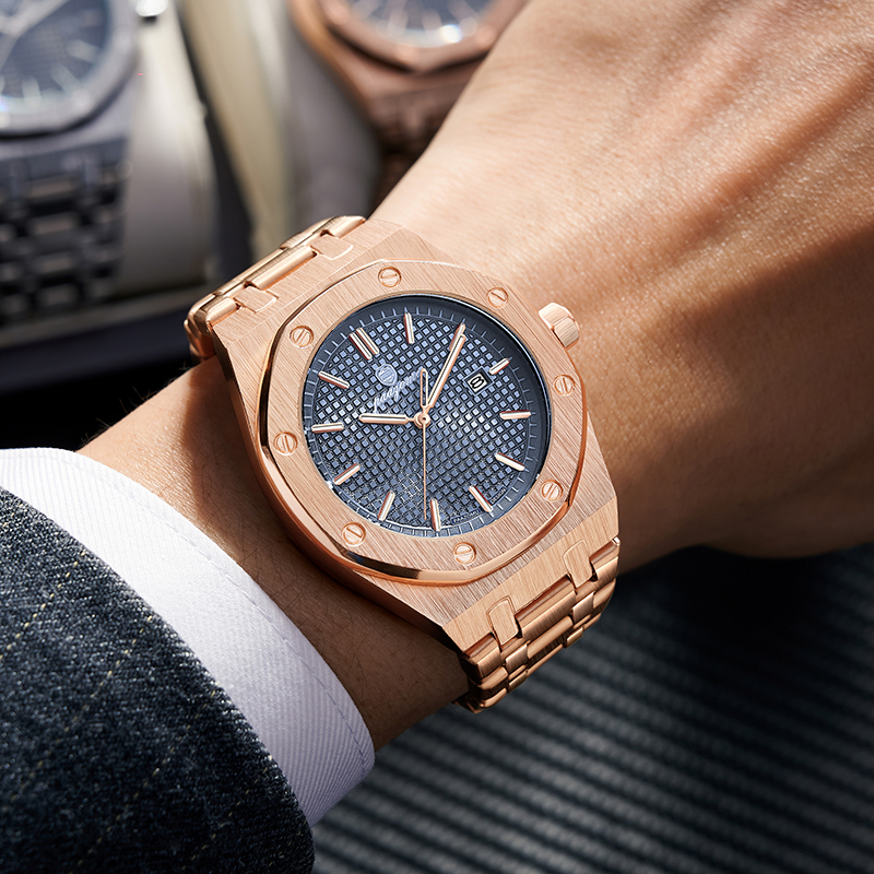 AliExpress Customized Watch PAAZOMU Business Man Wristwatch Waterproof Luminous Date Men Watch Stainless Steel Quartz Watches For Men Reloj, view 3