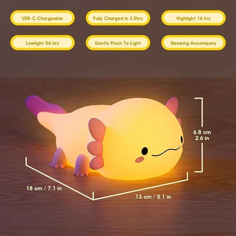 AliExpress Silicone Axolotl Night Light with Touch Control, view 6