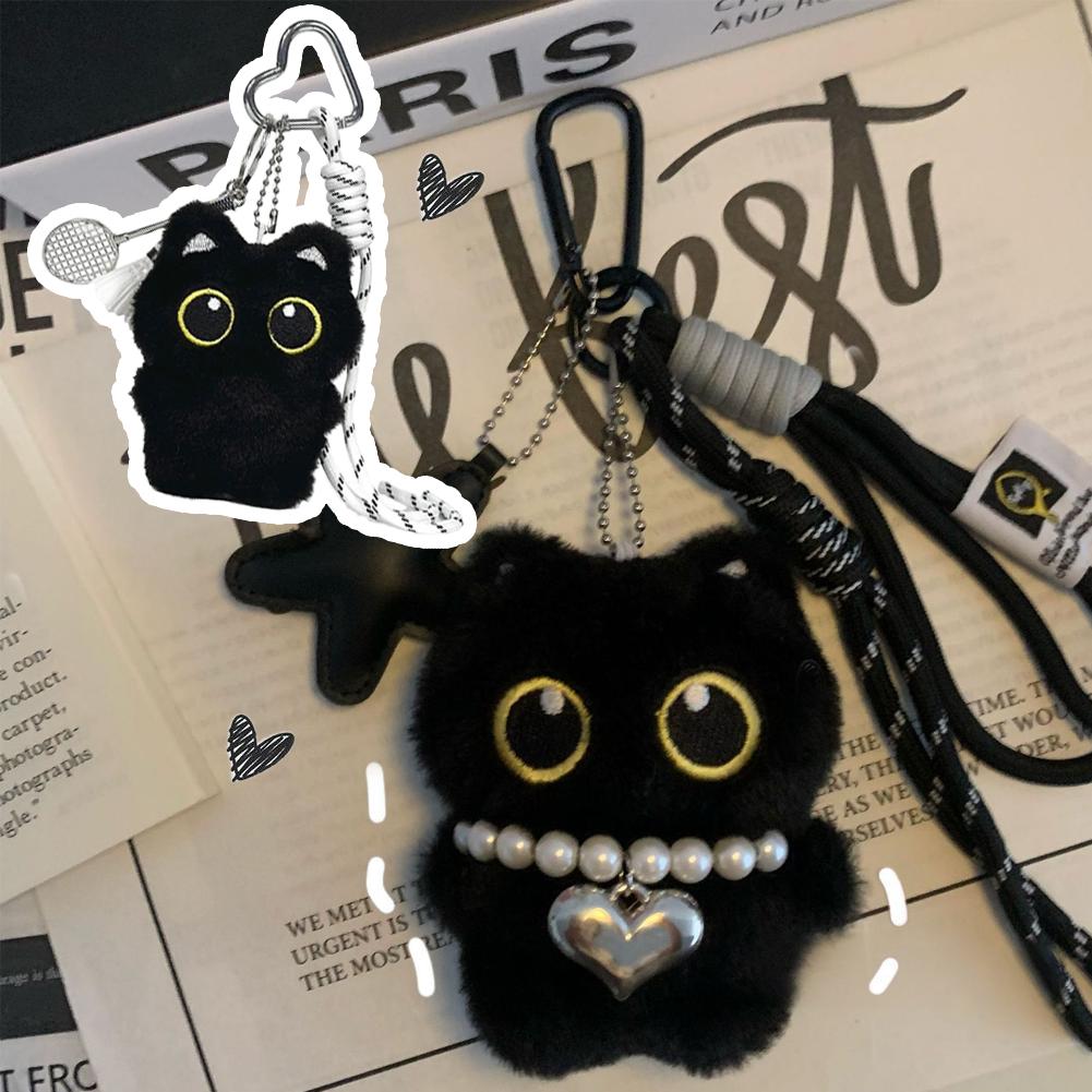 AliExpress Cute Black Cat Plush Keychain, view 2