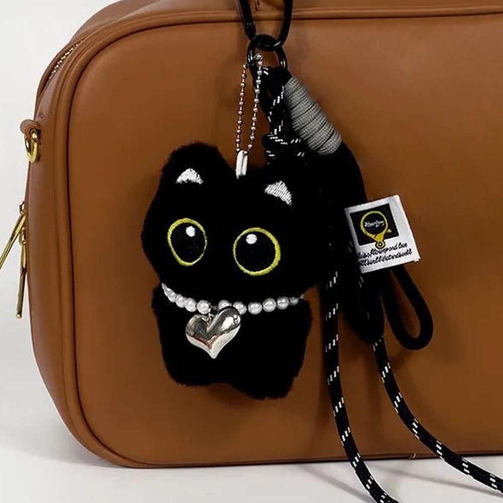 AliExpress Cute Black Cat Plush Keychain, view 3