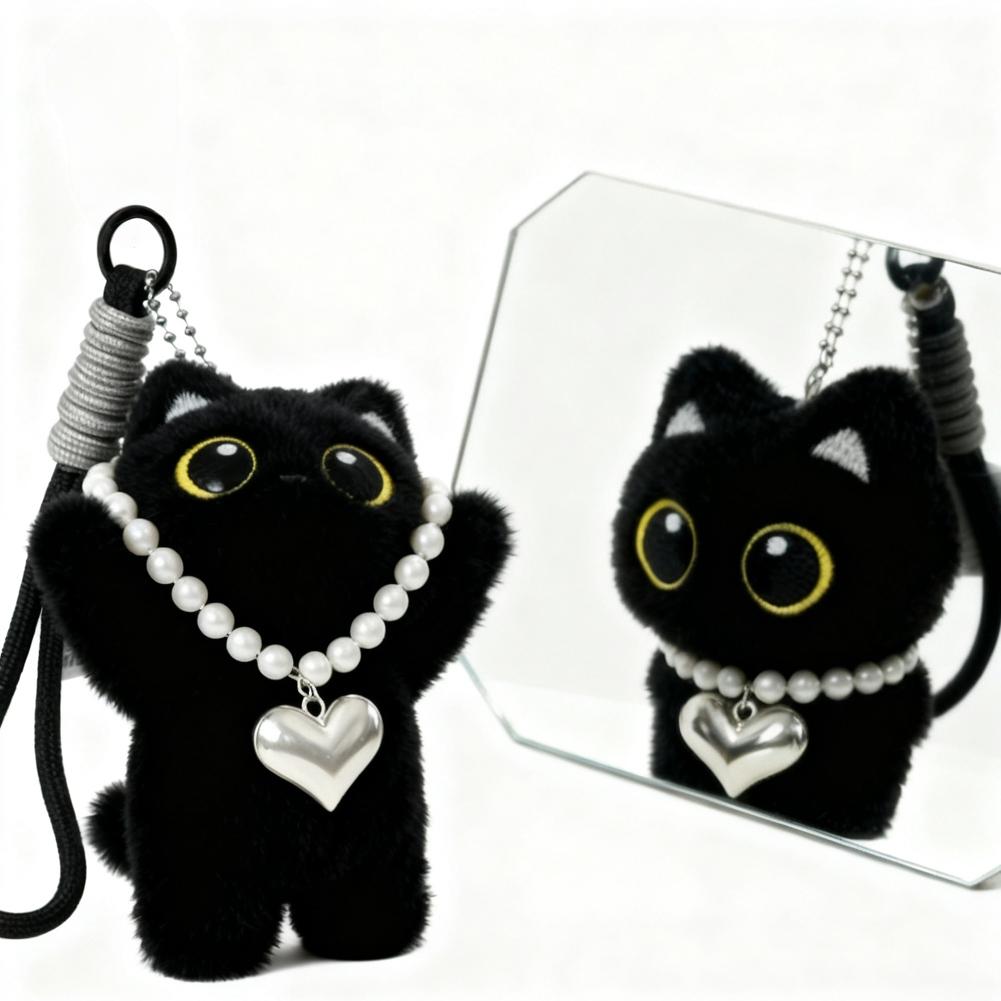 AliExpress Cute Black Cat Plush Keychain, view 5