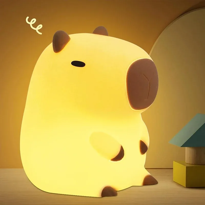 AliExpress Cute Capybara Night Light Cute Cartoon Silicone Creative Bedside Sleep Night Lamp Room Decor Birthday Christmas Gift