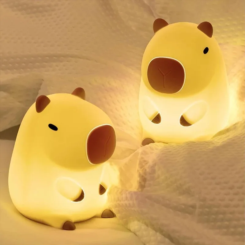 AliExpress Cute Capybara Night Light Cute Cartoon Silicone Creative Bedside Sleep Night Lamp Room Decor Birthday Christmas Gift, view 2