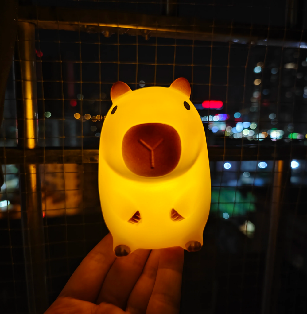 AliExpress Cute Capybara Night Light Cute Cartoon Silicone Creative Bedside Sleep Night Lamp Room Decor Birthday Christmas Gift, view 4