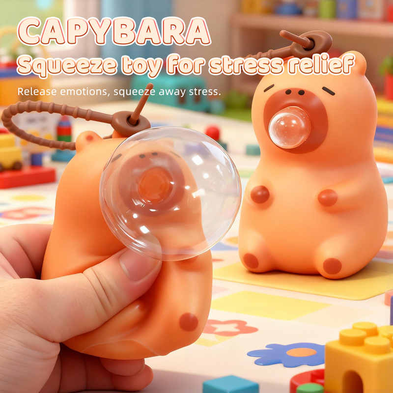 AliExpress Cute Capybara Squishy Bubble Toy Keychain Decompression Pendant Bag Car Accessory Doll Small Gift for Relief Stress Squeeze Toys