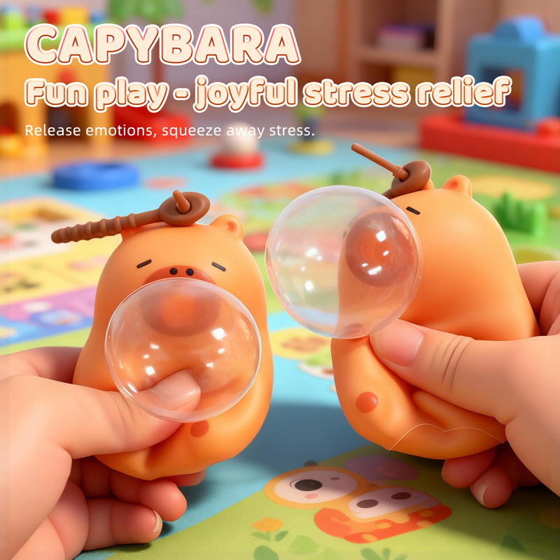 AliExpress Cute Capybara Squishy Bubble Toy Keychain Decompression Pendant Bag Car Accessory Doll Small Gift for Relief Stress Squeeze Toys, view 2