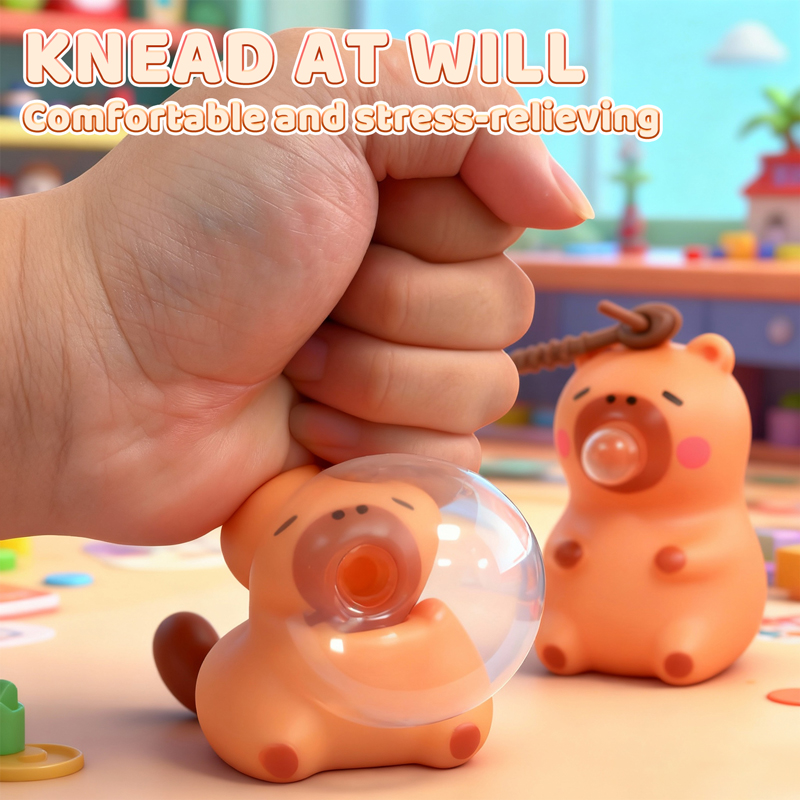 AliExpress Cute Capybara Squishy Bubble Toy Keychain Decompression Pendant Bag Car Accessory Doll Small Gift for Relief Stress Squeeze Toys, view 3