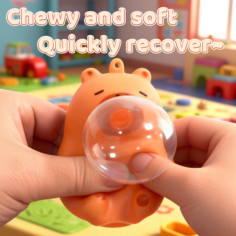 AliExpress Cute Capybara Squishy Bubble Toy Keychain Decompression Pendant Bag Car Accessory Doll Small Gift for Relief Stress Squeeze Toys, view 4
