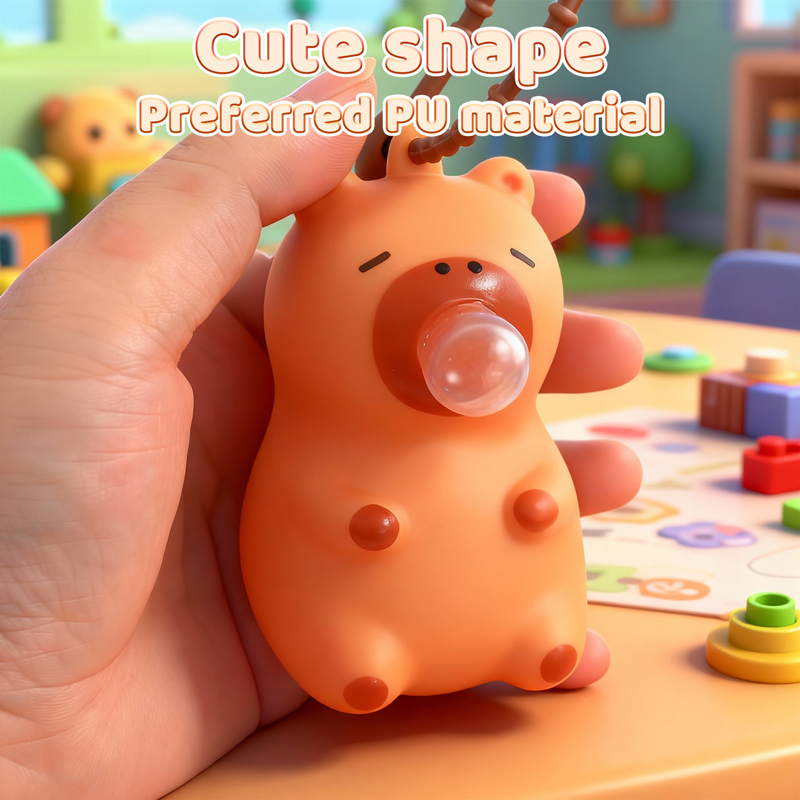 AliExpress Cute Capybara Squishy Bubble Toy Keychain Decompression Pendant Bag Car Accessory Doll Small Gift for Relief Stress Squeeze Toys, view 5