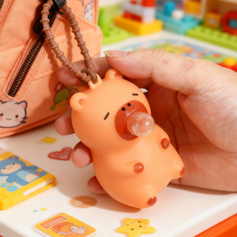 AliExpress Cute Capybara Squishy Bubble Toy Keychain Decompression Pendant Bag Car Accessory Doll Small Gift for Relief Stress Squeeze Toys, view 6