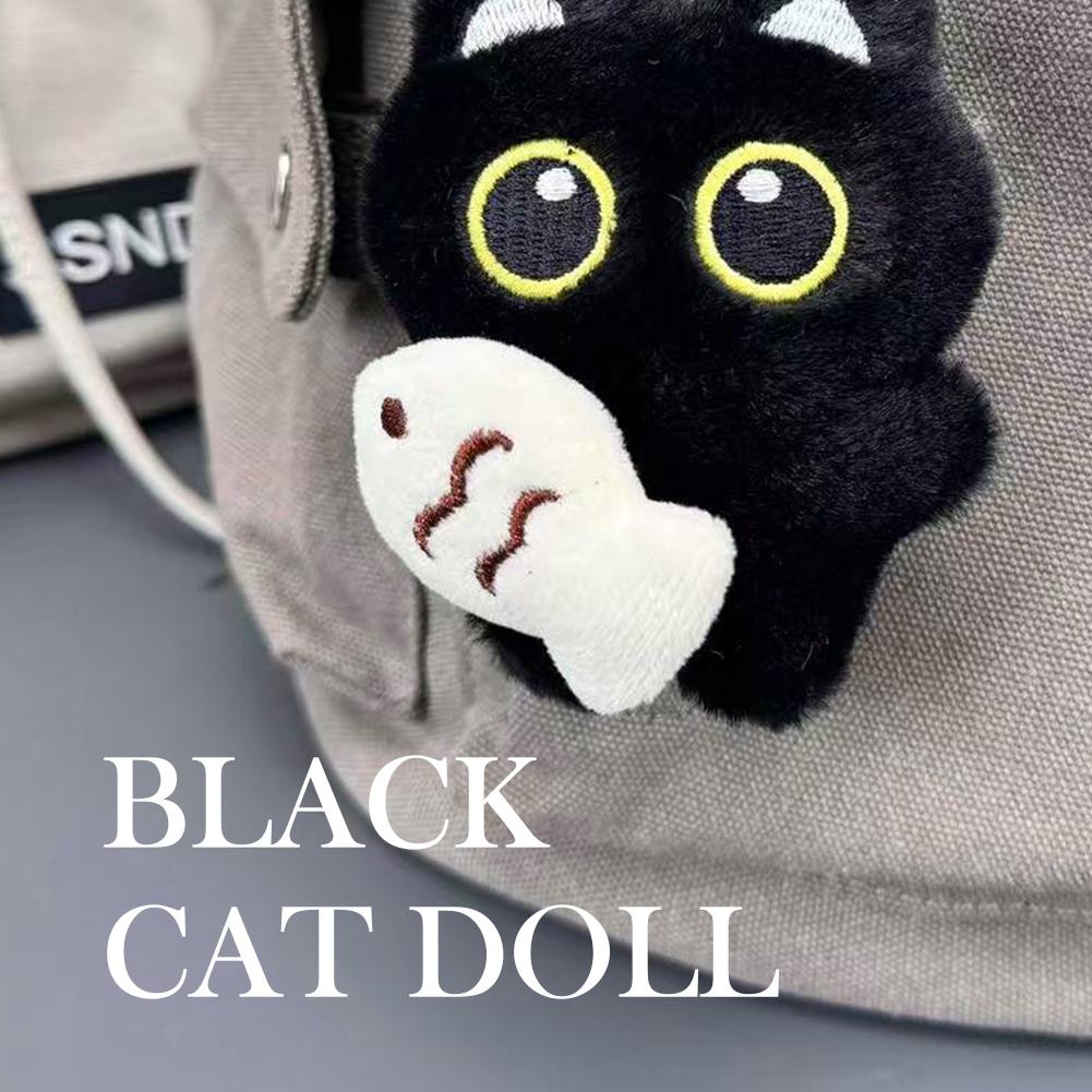 AliExpress Cute Cartoon Plush Black Cat Keychain Bag Pendant Decoration Kawaii Stuffed Doll Toy Car Keyring Accessories Couples Gift, view 5
