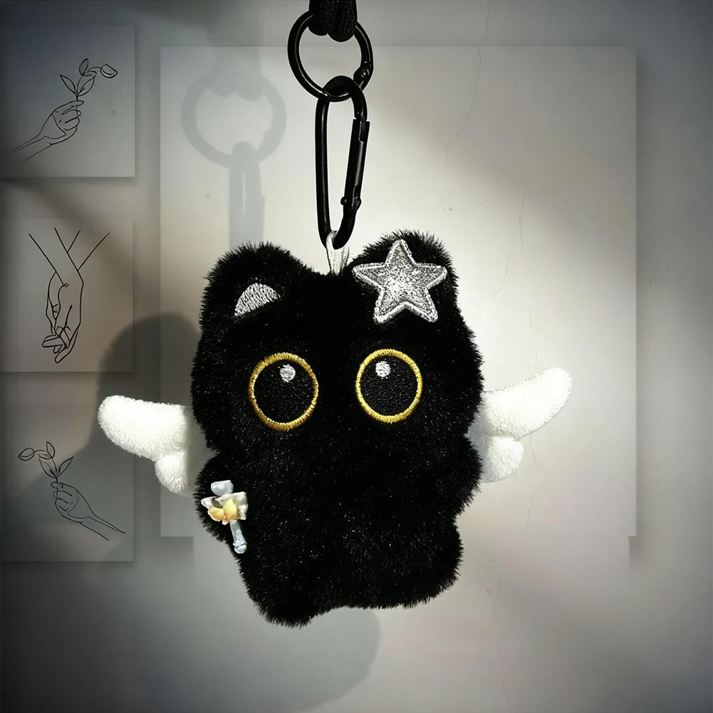 AliExpress Plush Black Cat Keychain and Bag Charm, view 6
