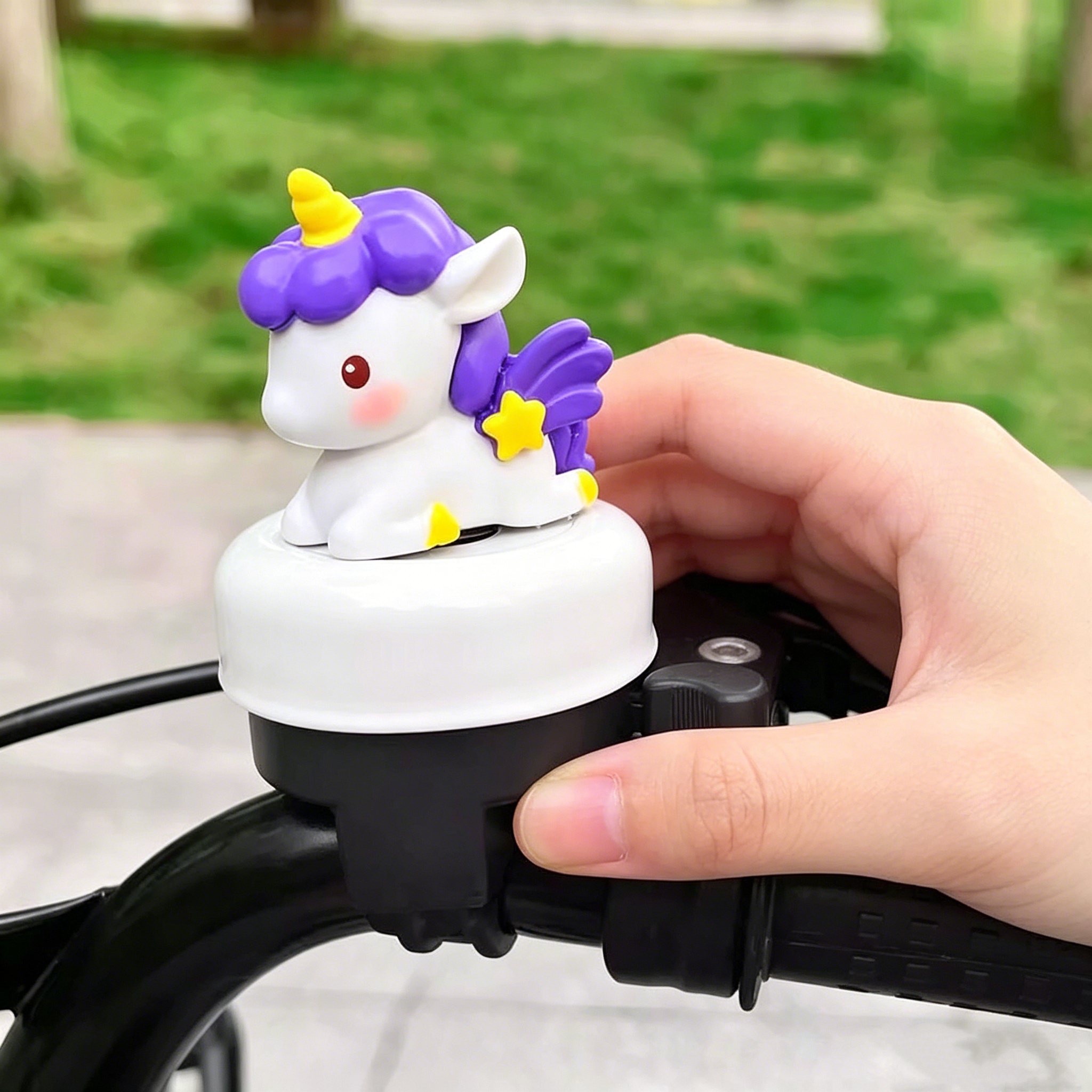 AliExpress Cute Cartoon Unicorn Bicycle Bell Universal Loud Clear Horn for Kids Balance Bike Bicycle Skateboard Scooter Accessories Gift, view 2