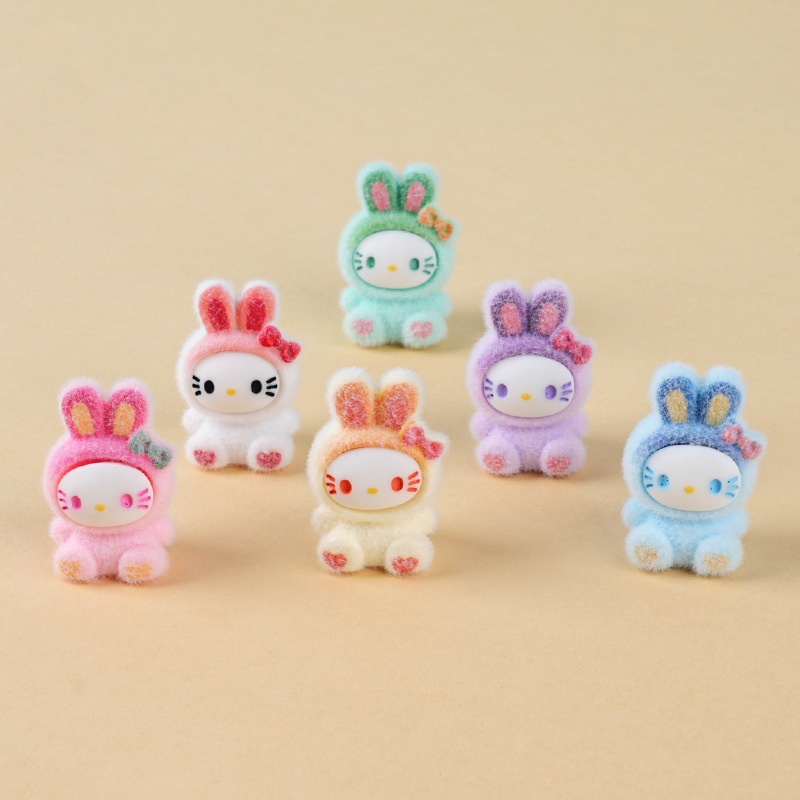 AliExpress Cute flocked gradient rabbit blind box accessory, trendy toy, blind box, blind bag, keychain, desktop birthday gift, view 3