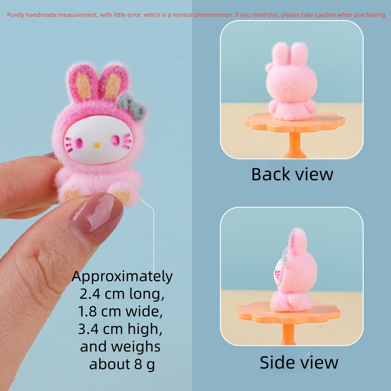 AliExpress Cute flocked gradient rabbit blind box accessory, trendy toy, blind box, blind bag, keychain, desktop birthday gift, view 4