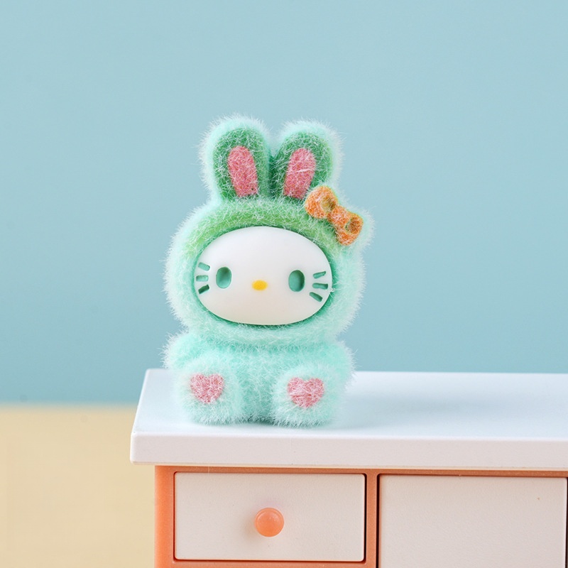 AliExpress Cute flocked gradient rabbit blind box accessory, trendy toy, blind box, blind bag, keychain, desktop birthday gift, view 5