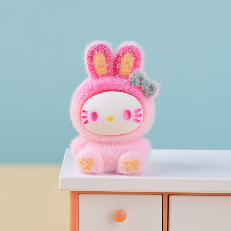 AliExpress Cute flocked gradient rabbit blind box accessory, trendy toy, blind box, blind bag, keychain, desktop birthday gift, view 6