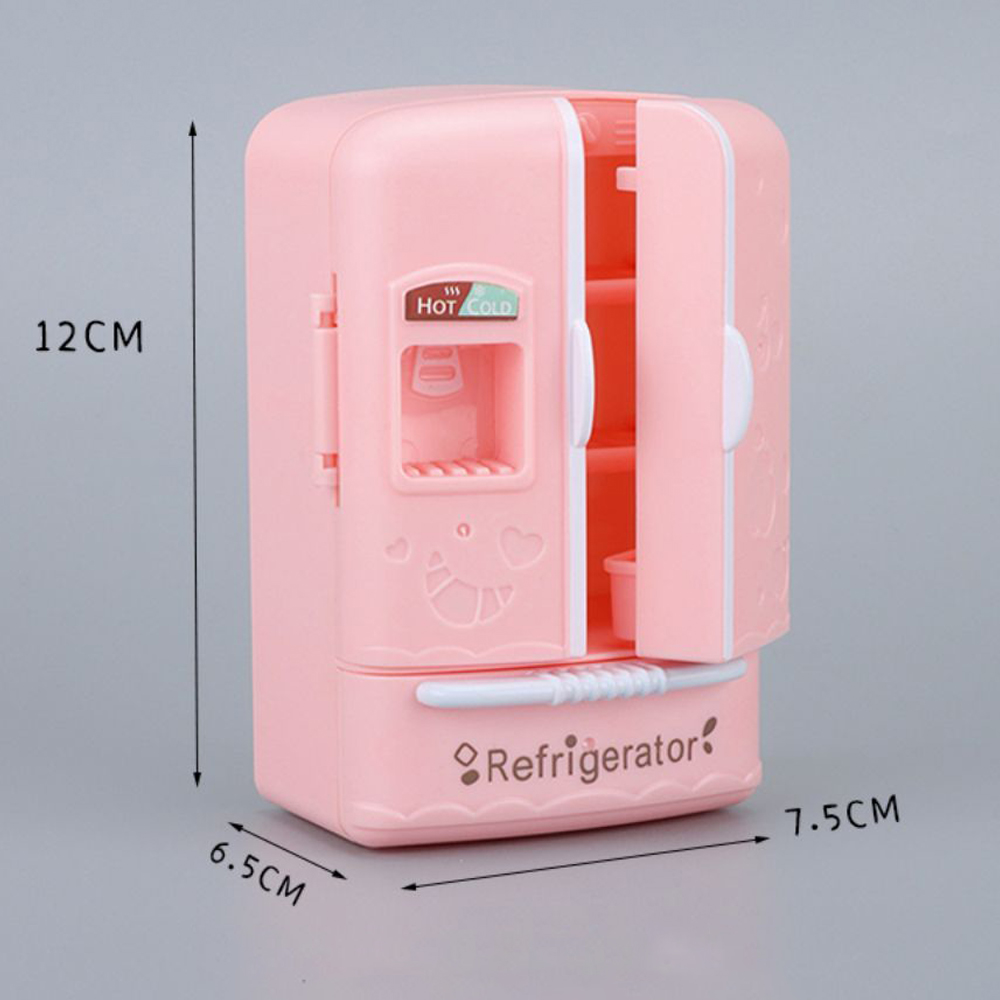 AliExpress Cute Simulation Microfilm Furniture Double Door Refrigerator 1:12 Dollhouse Kitchen Model Decorations For Girl Birthday Gifts, view 5