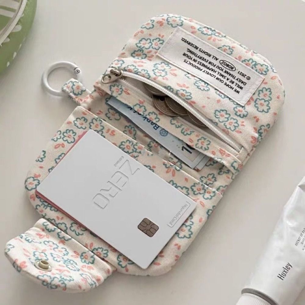 AliExpress Cute Student Coin Purse Card Simplicity Floral Korean Fashion Wallet Card Holder for Girls Portable Cute Small Storage Bag, view 4