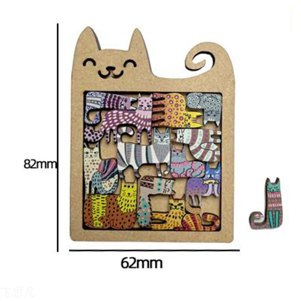 AliExpress Cute Wooden Cat-Shaped Fun High-Difficulty Puzzle Toy Kids Early Education Thinking Training Creative Portable Birthday Gift, view 4