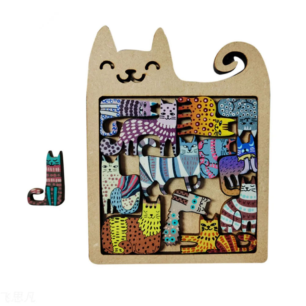 AliExpress Cute Wooden Cat-Shaped Fun High-Difficulty Puzzle Toy Kids Early Education Thinking Training Creative Portable Birthday Gift, view 6
