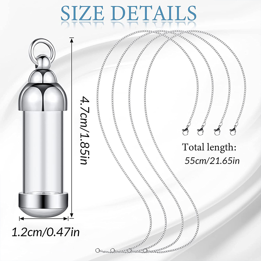 AliExpress Clear Cylinder Vial Keepsake Urn Necklace, view 2