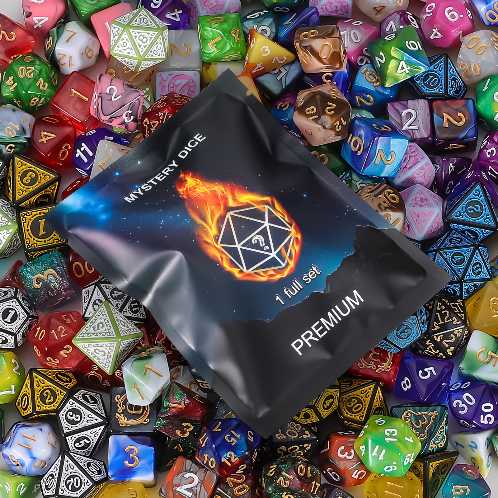 AliExpress D&D Dice Set 8/40pcs, Including 7/35pcs Polyhedral Dices and 1/5pcs Creative Velvet Bags, for RPG Role-Playing Game, view 3