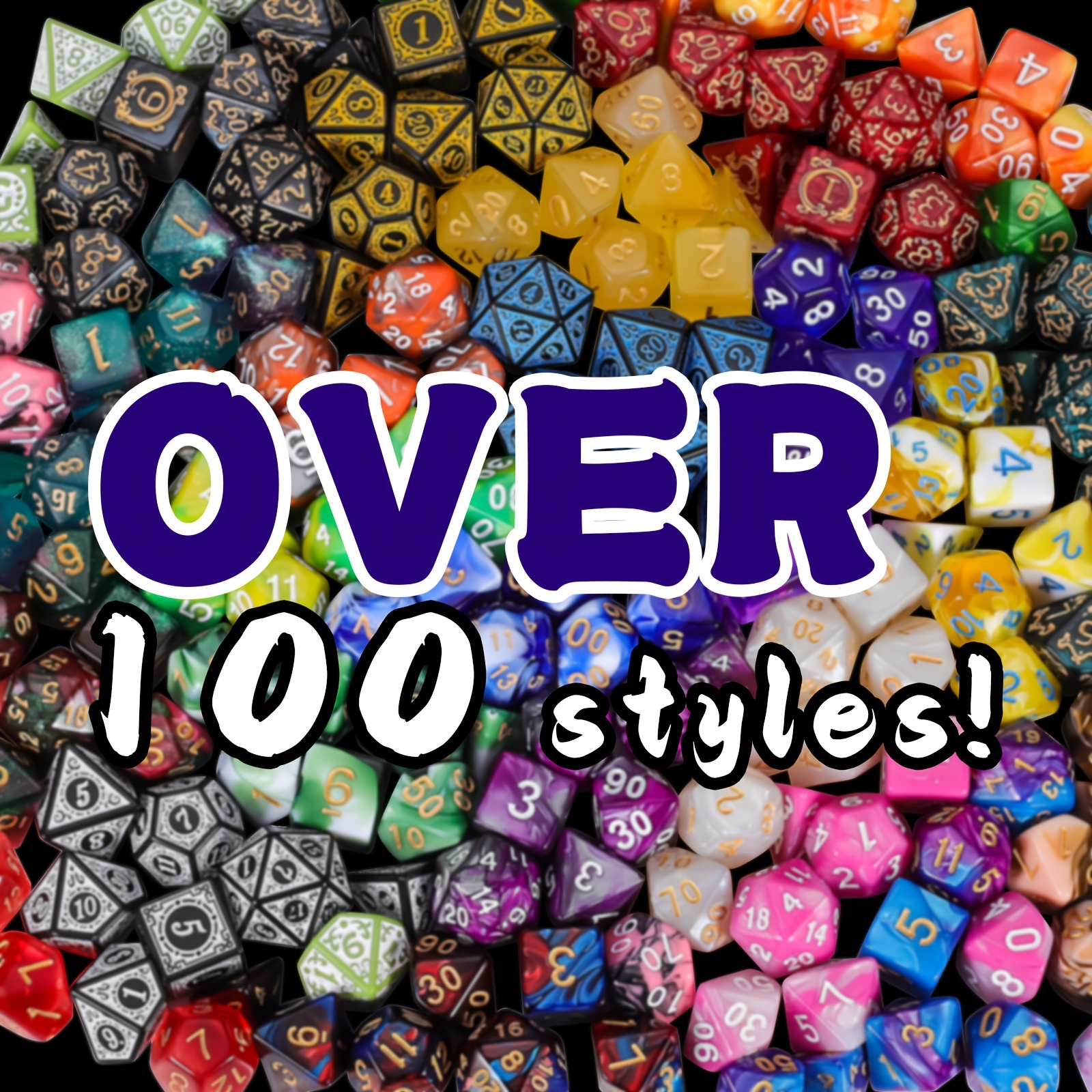 AliExpress D&D Dice Set 8/40pcs, Including 7/35pcs Polyhedral Dices and 1/5pcs Creative Velvet Bags, for RPG Role-Playing Game, view 4