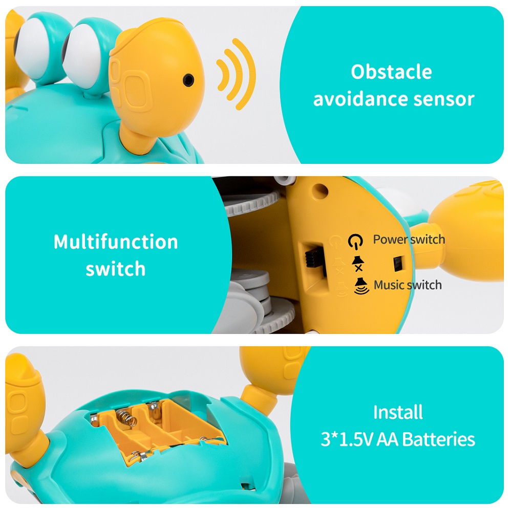 AliExpress Dancing Crab Run Away Toy for Babies Crawling Interactive Escape Crabs Baby Birthday Thanksgiving Christmas Gift Battery Edition, view 5
