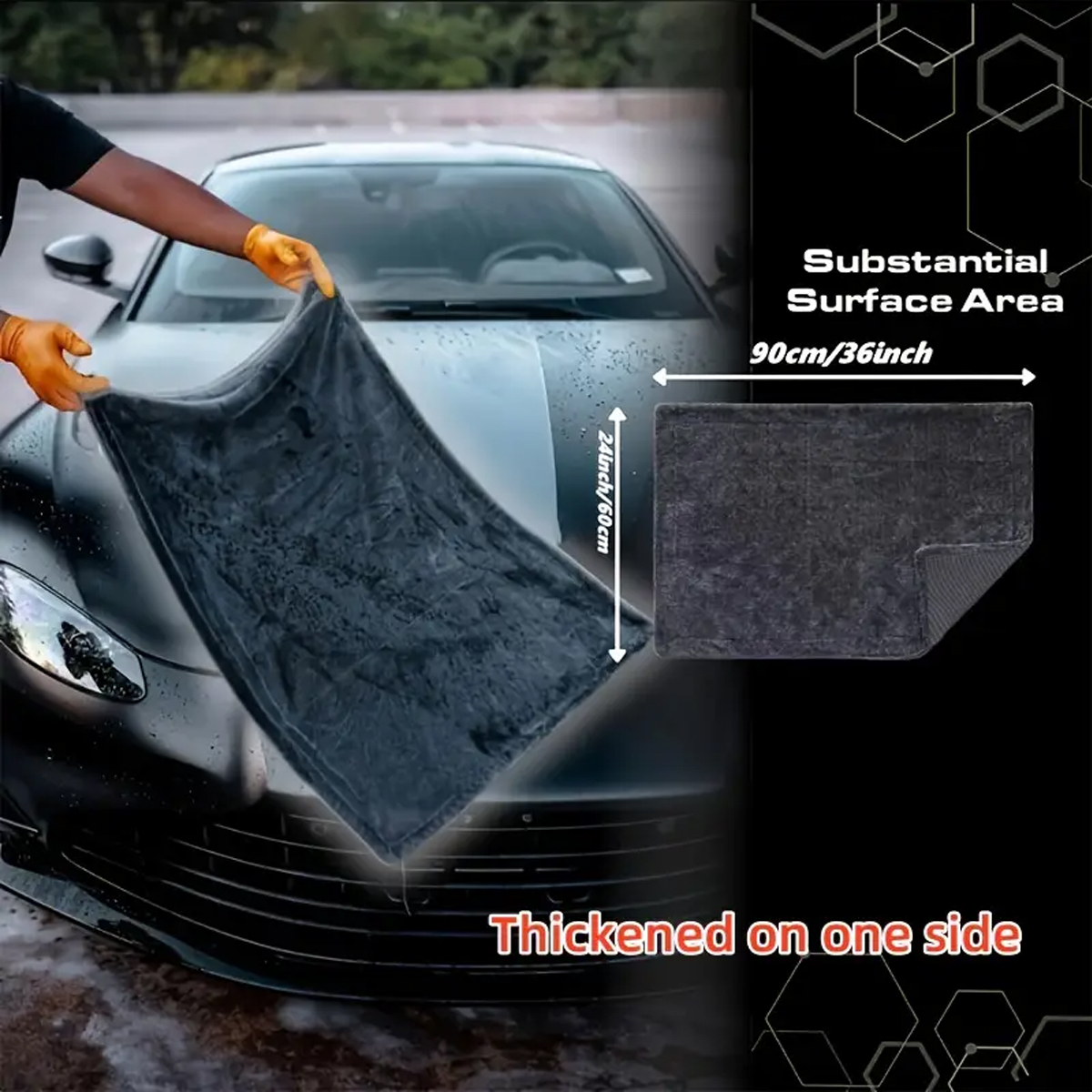 AliExpress Dark Gray Oversized Microfiber Car Wash Cloth, view 2