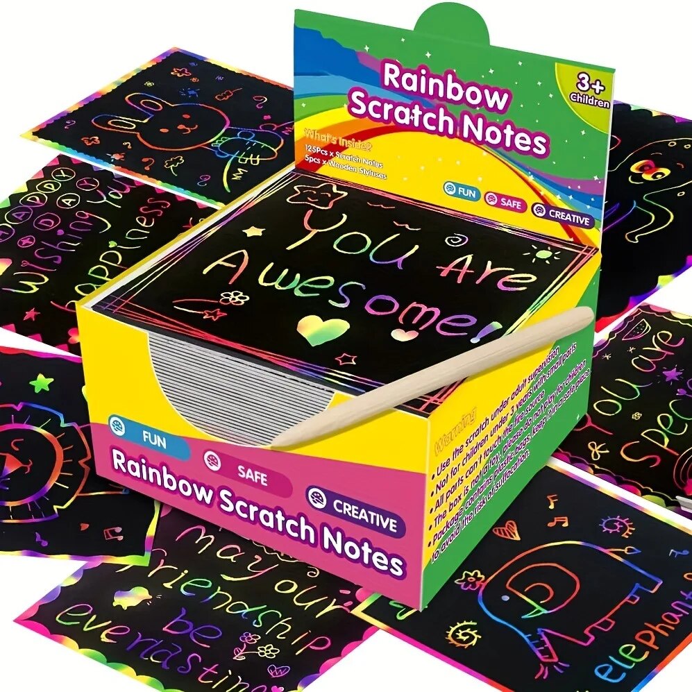 AliExpress Dazzling Scratch Painting Parent Child Interactive Toys Note Cards Handmade Painting