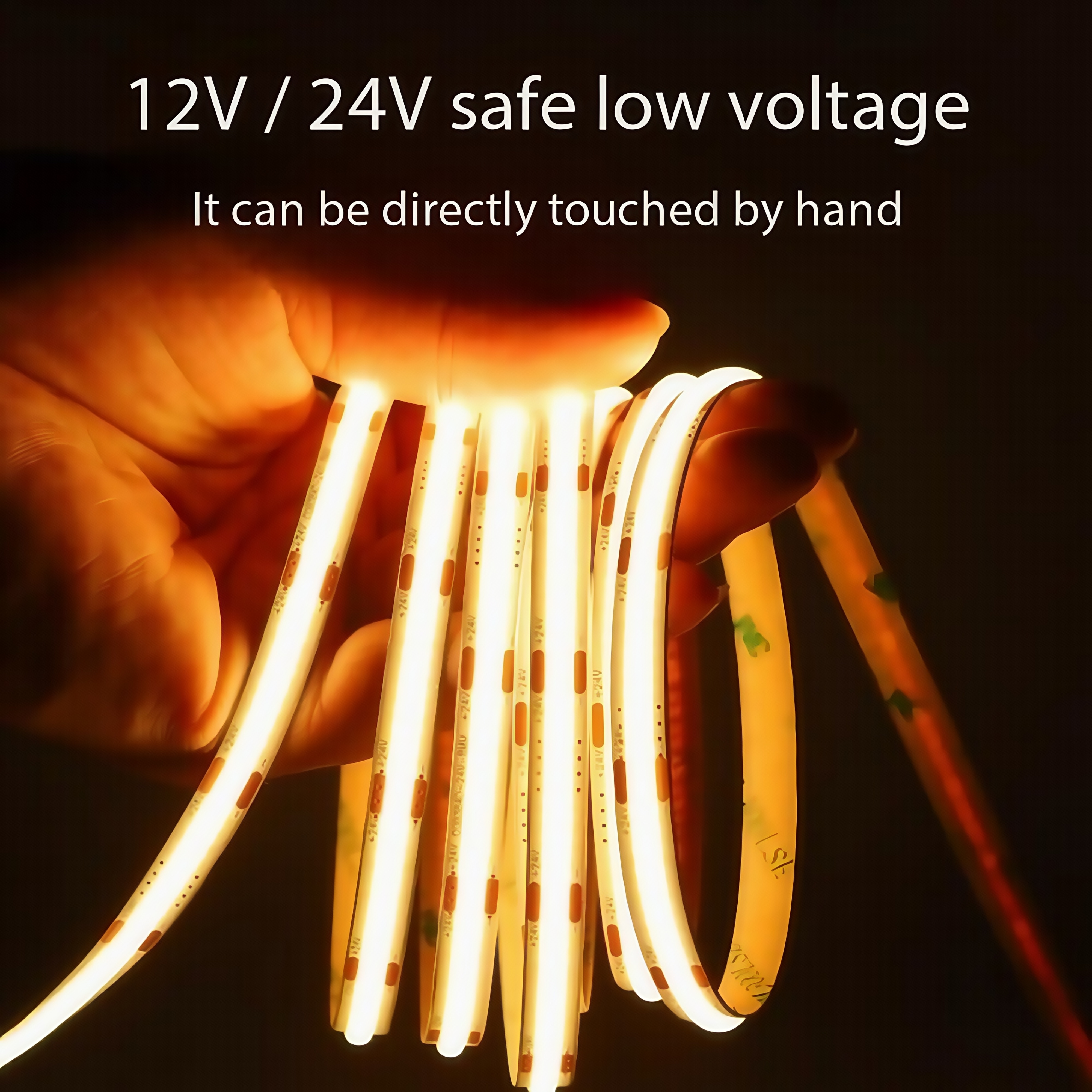 AliExpress DC 12V 24V FOB COB Strip 320Leds/M High Density RA90 White 3000K 4000K 6000K IP21 Flexible Ribbon Rope LED Light, view 3