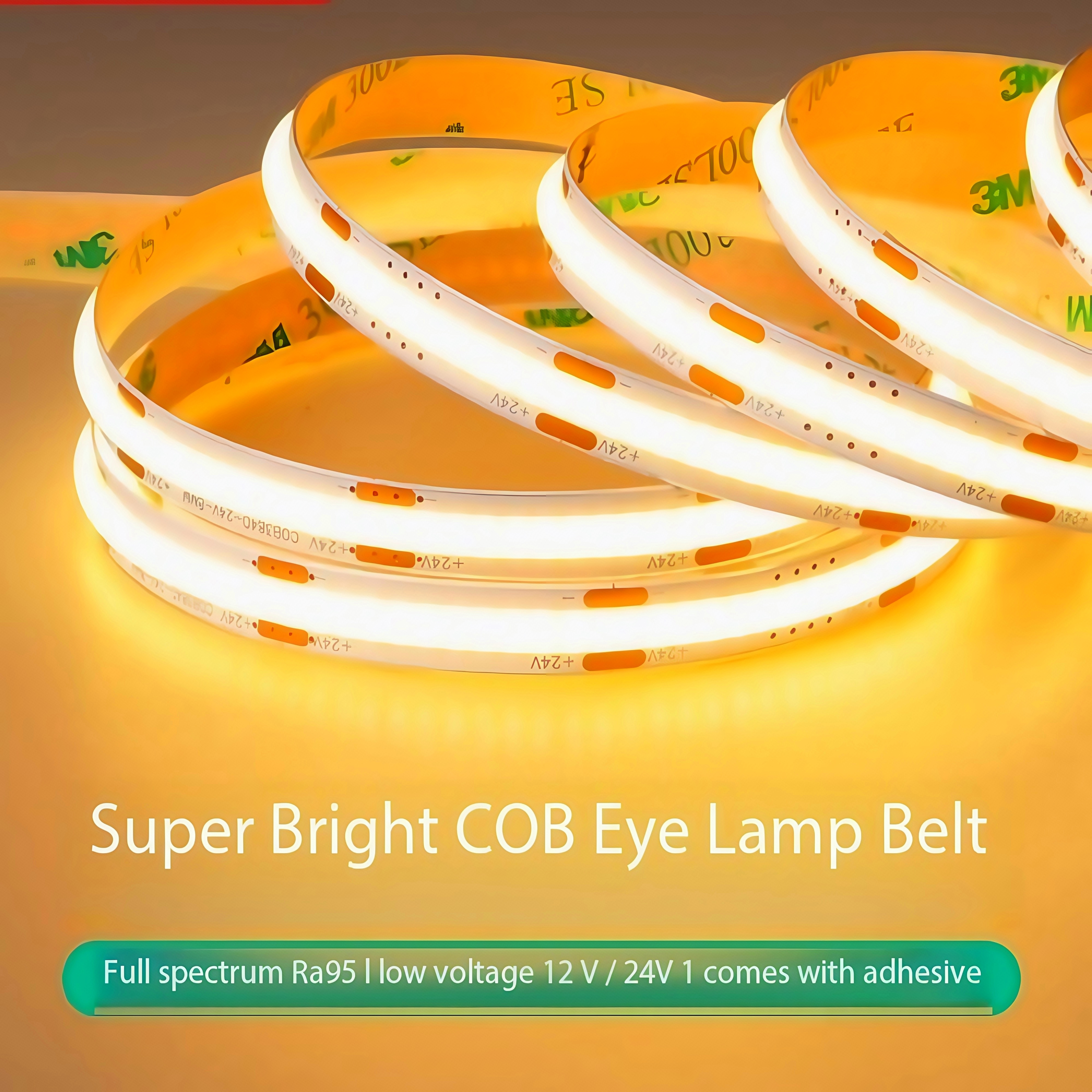 AliExpress DC 12V 24V FOB COB Strip 320Leds/M High Density RA90 White 3000K 4000K 6000K IP21 Flexible Ribbon Rope LED Light