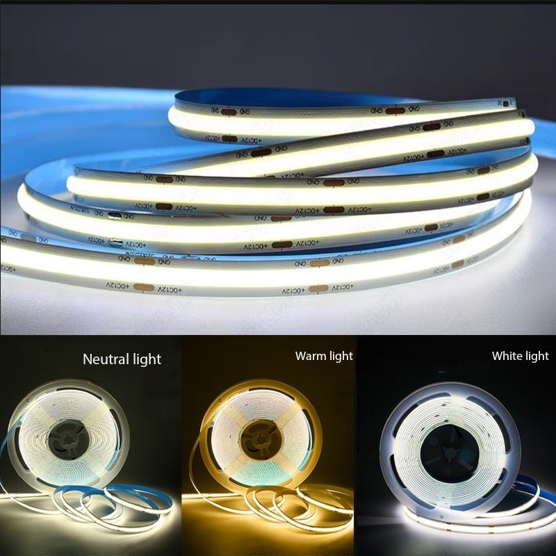 AliExpress DC 12V 24V FOB COB Strip 320Leds/M High Density RA90 White 3000K 4000K 6000K IP21 Flexible Ribbon Rope LED Light, view 2