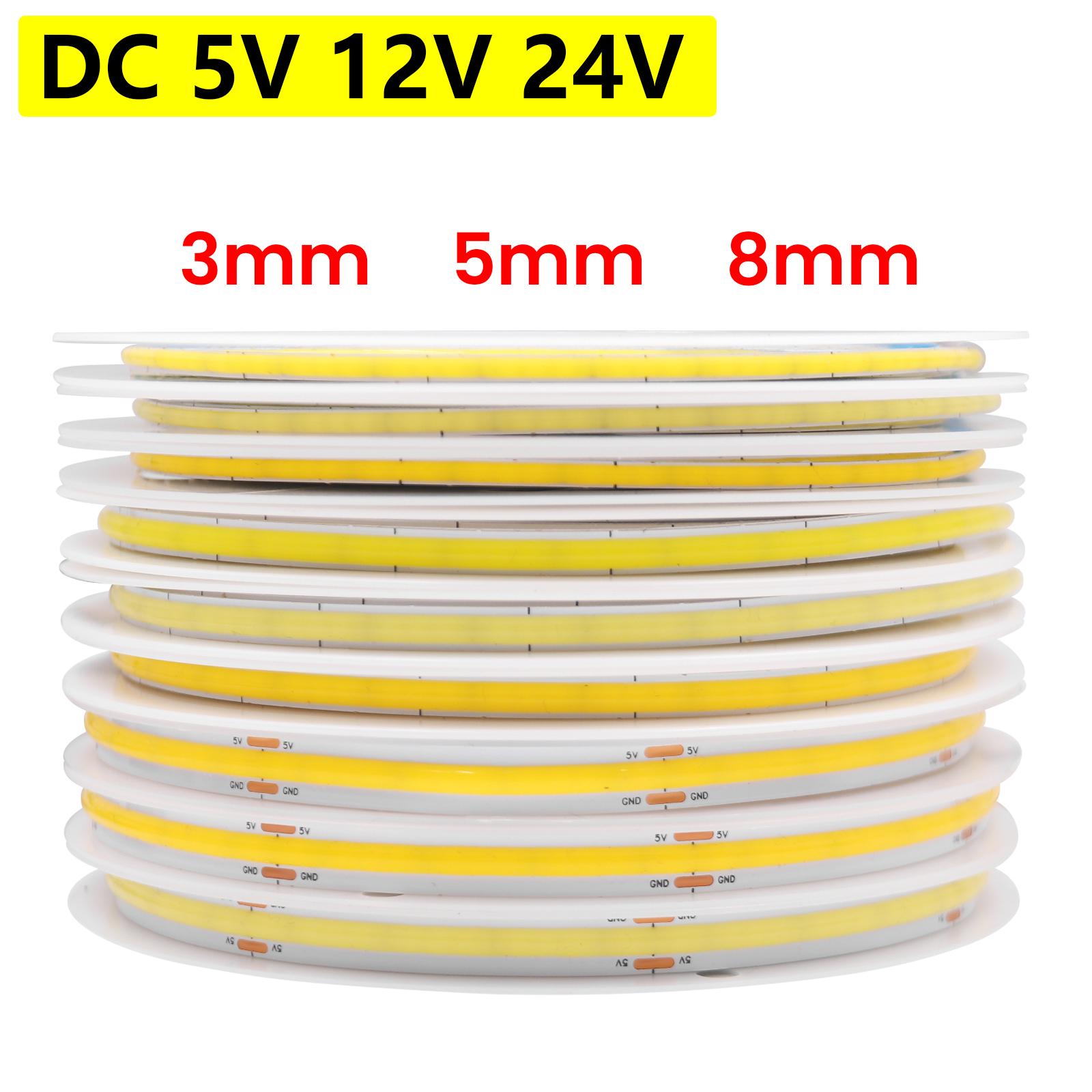 AliExpress High-Density COB LED Strip Light, 5V/12V/24V