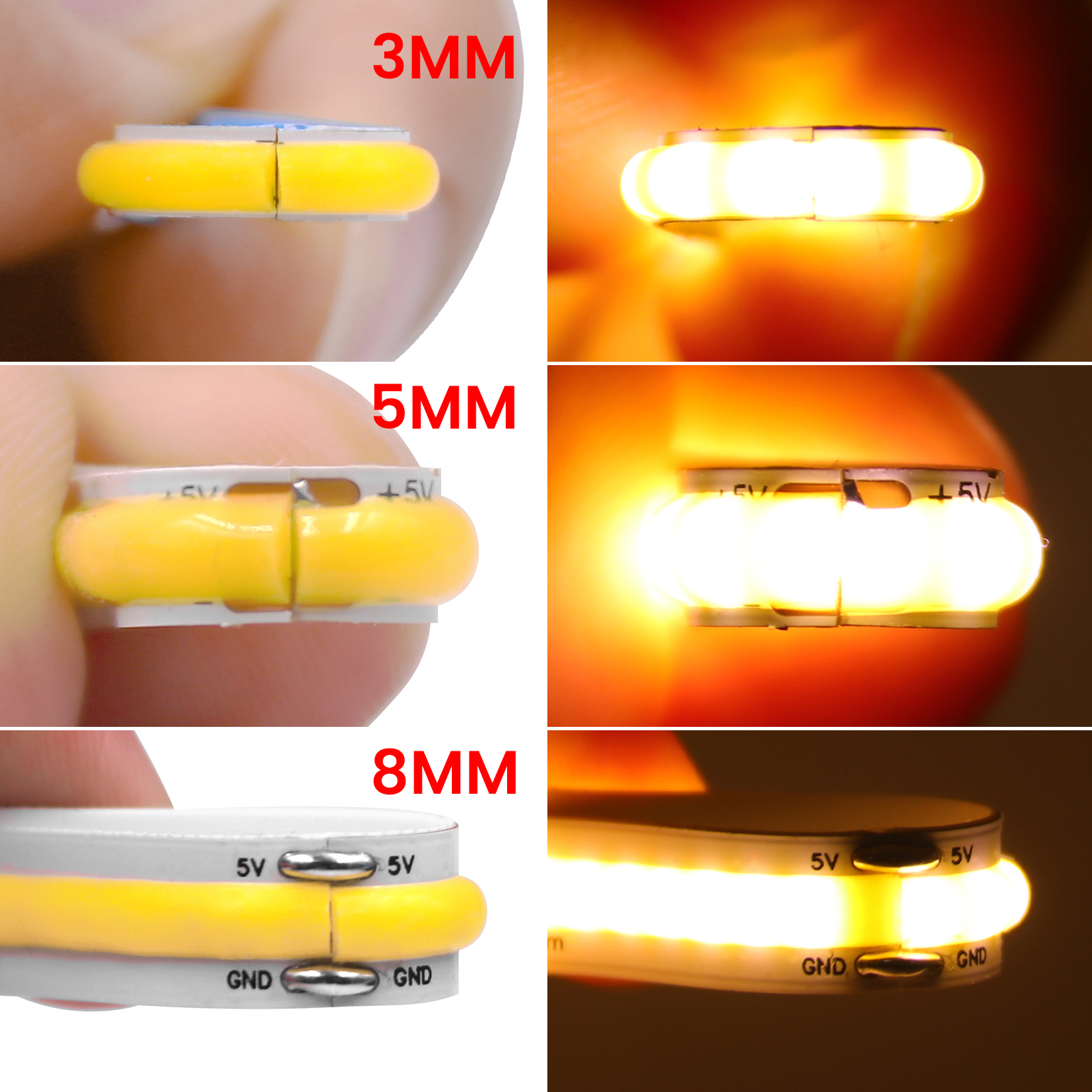 AliExpress High-Density COB LED Strip Light, 5V/12V/24V, view 3