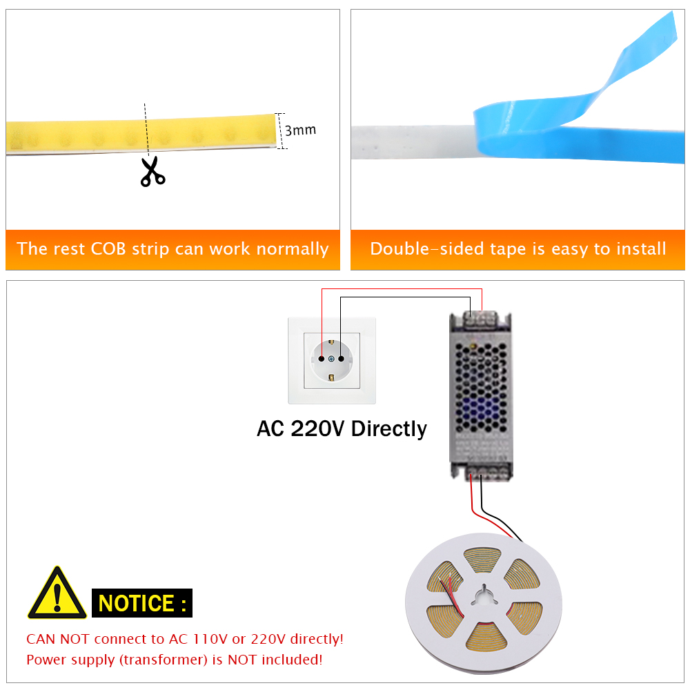 AliExpress High-Density COB LED Strip Light, 5V/12V/24V, view 5