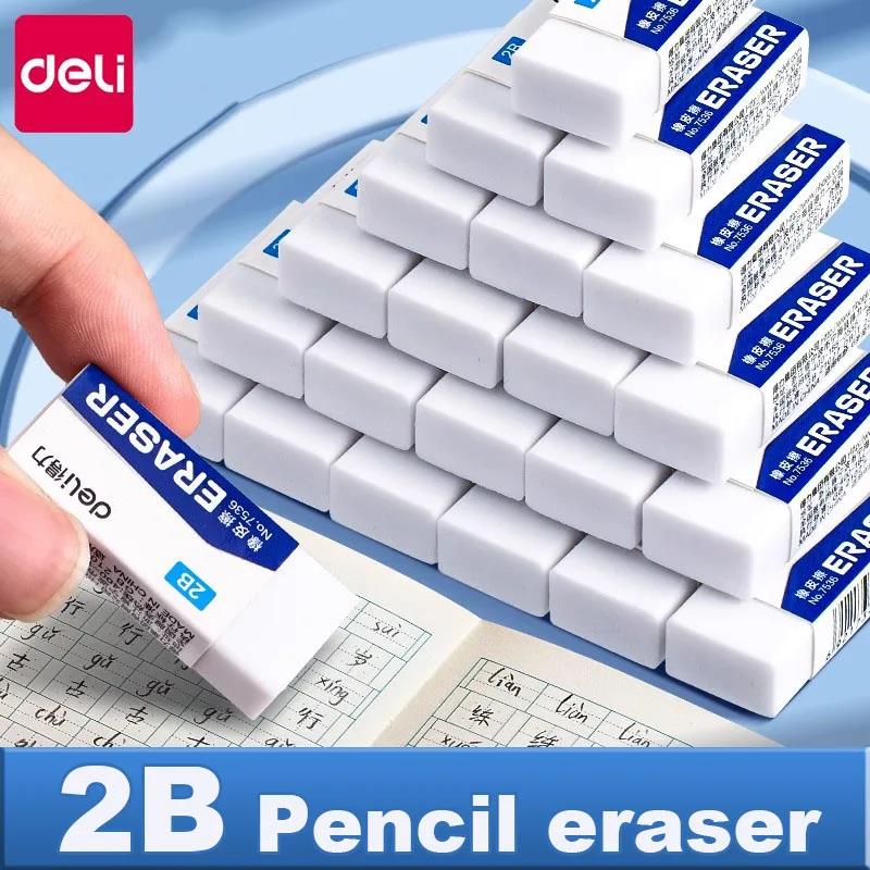 AliExpress Deli 5/10pcs 2B Eraser Clean and Mess Free Student Exam Office Sketch Soft Eraser for Kids Correction Supplies Pencil Rubber