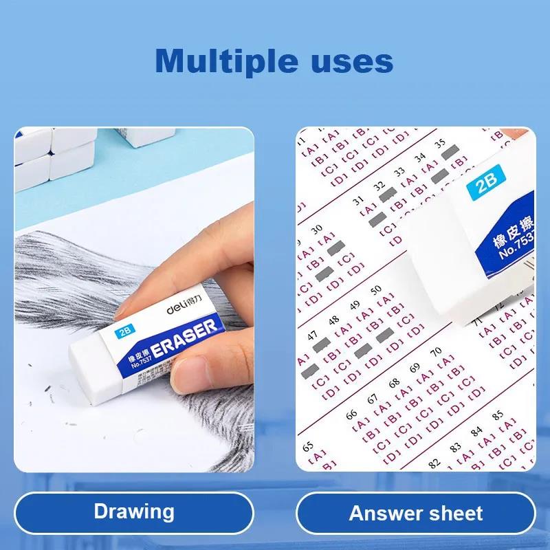 AliExpress Deli 5/10pcs 2B Eraser Clean and Mess Free Student Exam Office Sketch Soft Eraser for Kids Correction Supplies Pencil Rubber, view 3
