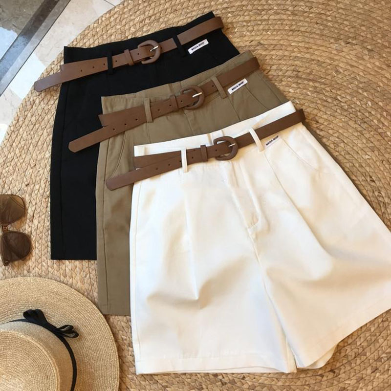 AliExpress [Delivery Belt] Summer New Wide Leg Shorts Thin Cotton A-frame Shorts Office Ladies Classic Loose Casual Zipper Shorts for Women