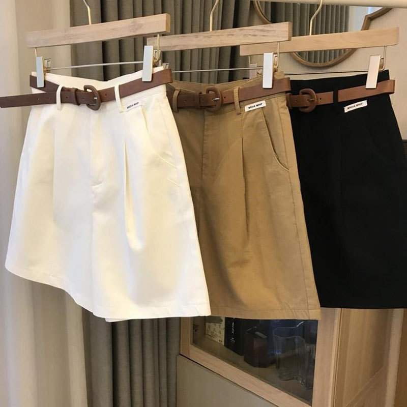 AliExpress [Delivery Belt] Summer New Wide Leg Shorts Thin Cotton A-frame Shorts Office Ladies Classic Loose Casual Zipper Shorts for Women, view 2