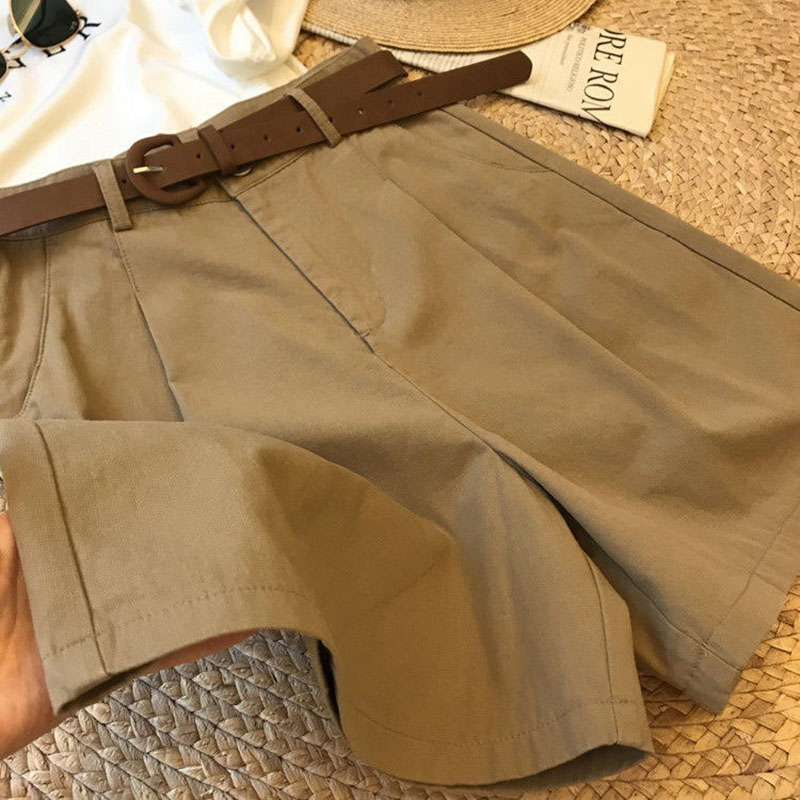 AliExpress [Delivery Belt] Summer New Wide Leg Shorts Thin Cotton A-frame Shorts Office Ladies Classic Loose Casual Zipper Shorts for Women, view 3