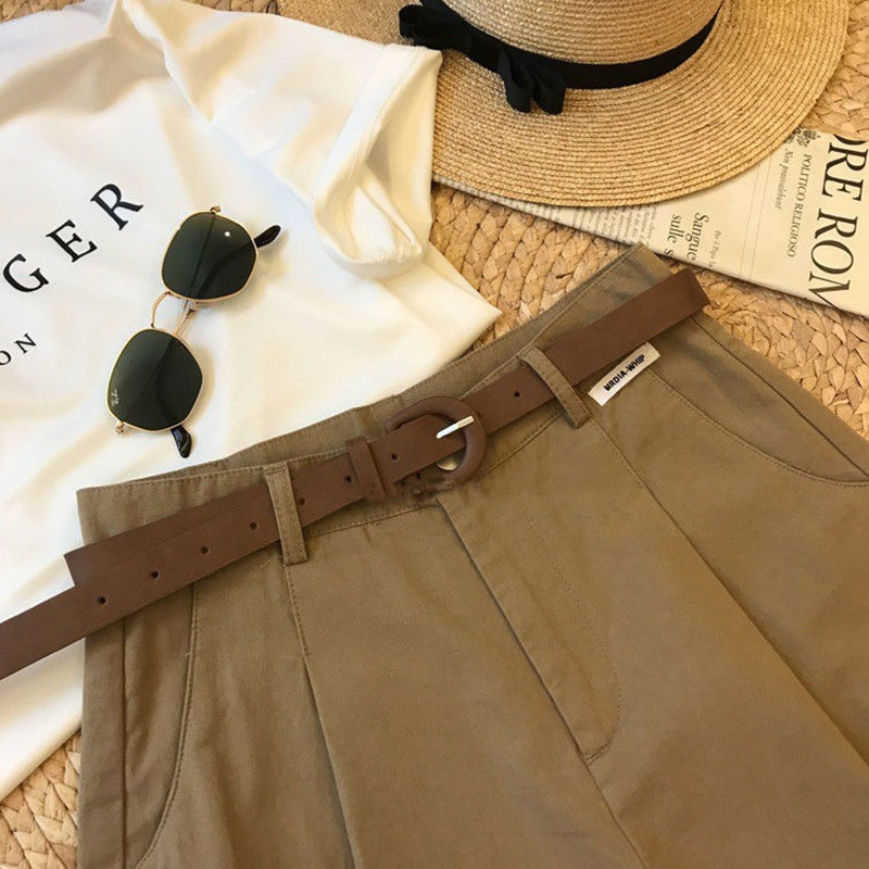 AliExpress [Delivery Belt] Summer New Wide Leg Shorts Thin Cotton A-frame Shorts Office Ladies Classic Loose Casual Zipper Shorts for Women, view 4