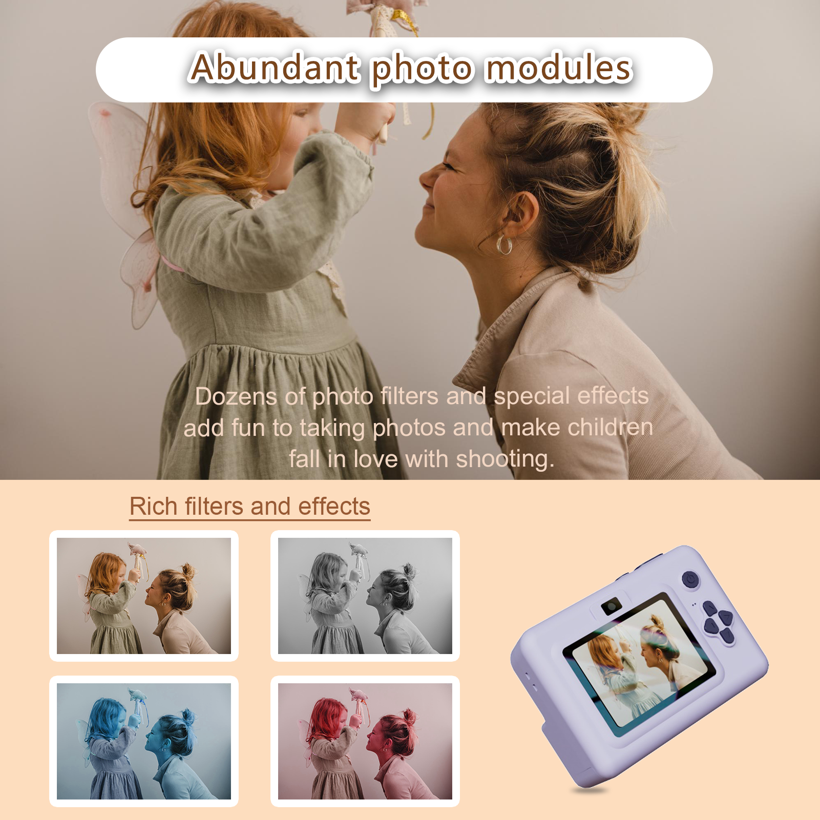 AliExpress Digital Children Camera For Photography Mini Printer Portable Thermal Instant Print Photo Kids Camera 2.8inch HD Video Toy Gifts, view 6