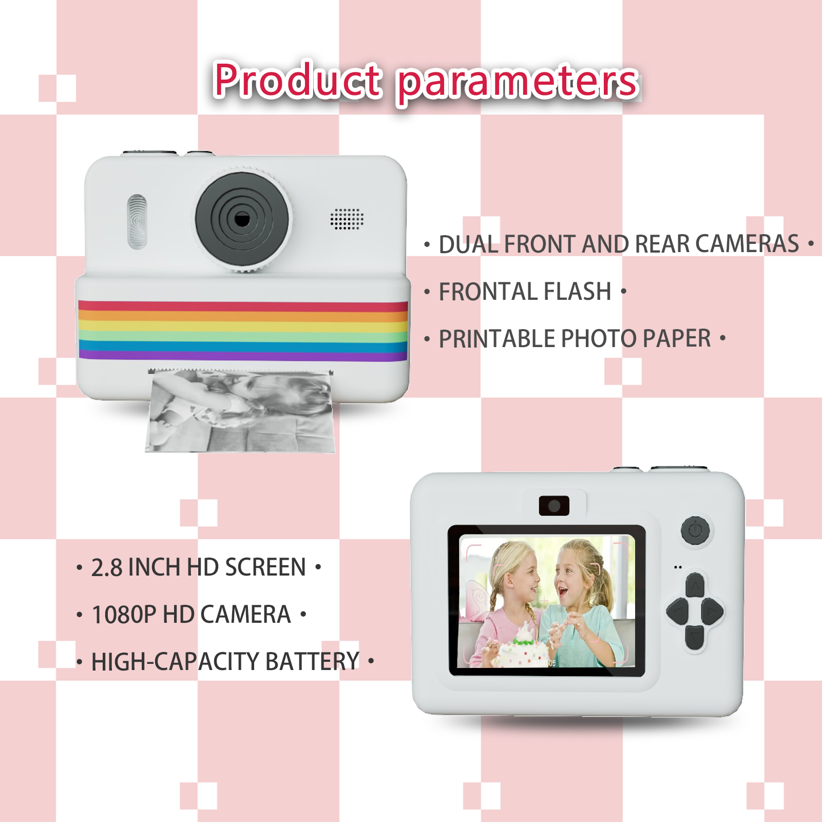 AliExpress Digital Children Camera For Photography Mini Printer Portable Thermal Instant Print Photo Kids Camera 2.8inch HD Video Toy Gifts, view 5