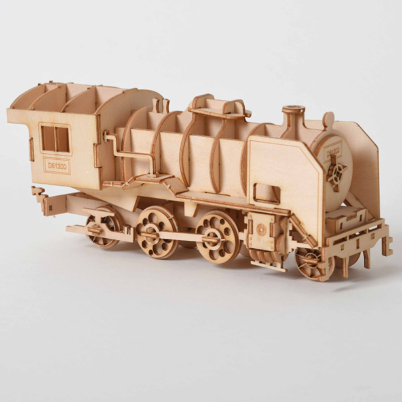 AliExpress DIY 3D Wooden Puzzle for Assembly Puzzle Laser Cutting Sailing Ship Biplane Steam Locomotive Train Toy DIY Kit for, view 4