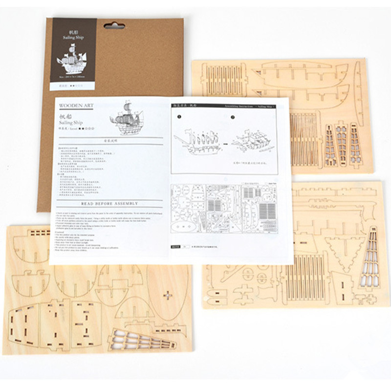 AliExpress DIY 3D Wooden Puzzle for Assembly Puzzle Laser Cutting Sailing Ship Biplane Steam Locomotive Train Toy DIY Kit for, view 5