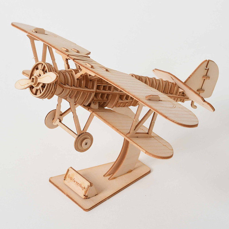 AliExpress DIY 3D Wooden Puzzle for Assembly Puzzle Laser Cutting Sailing Ship Biplane Steam Locomotive Train Toy DIY Kit for, view 6