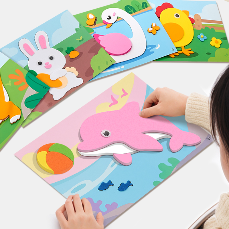 AliExpress DIY Cartoon Animal 3D Eva Foam Sticker Puzzle 20 Styles Handmade Early Learning Educational Toys for Children Kids Gift