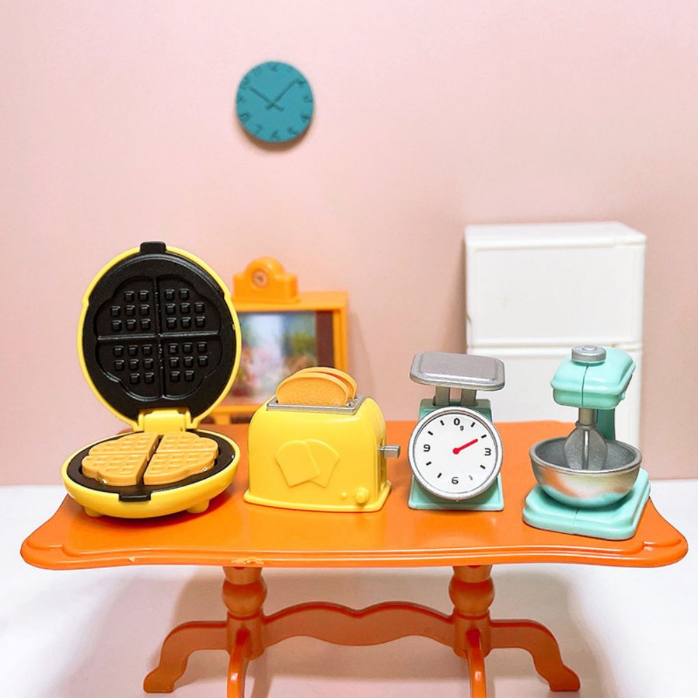 AliExpress DIY Dollhouse Bear Biscuits 1/12 Miniature Furniture Toaster Oven Mixer Electronic Scale Model Set Kitchen Toys For Girl Gift, view 2